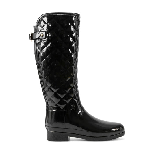 Women's Refined Adjustable Quilted Slim Fit Tall Rain Boots